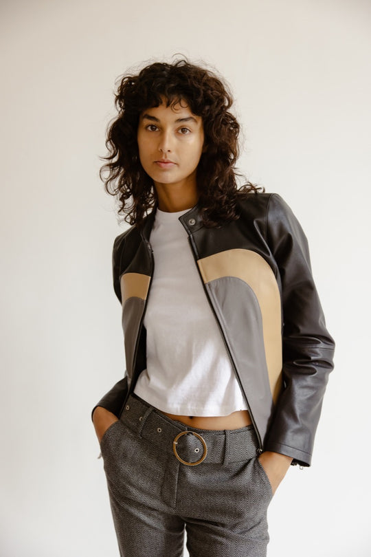 Blouson en cuir tricolore hvar